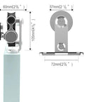 Dimensions of 7-Foot Sliding Barn Door Hardware Kit With Top Mount Stainless Steel Track For Double Wood Doors, side view
