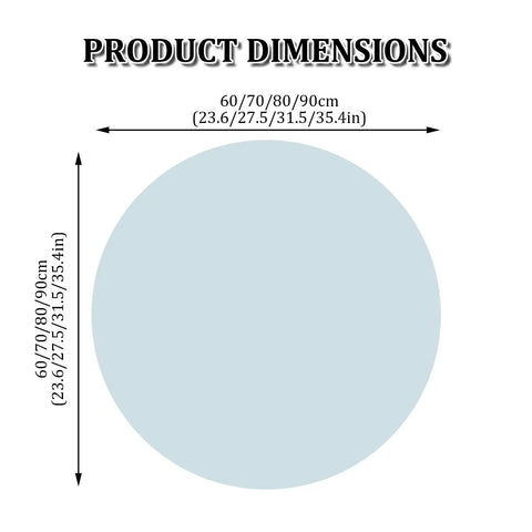 360 Degree Silent Spinner Glass Lazy Susan For Tabletop dimensions diagram, showing 60/70/80/90cm size options.
