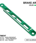 Rear Drum Brake Torque Arm With Scale CNC Aluminum 6061 T6 For KLX 110 KLX110 KLX110L 2005 2024 DRZ110 Green, angled view