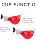 Beefed Up Automatic Chicken Waterer Cups Six Pack Large Poultry Drinkers With Tee Fittings Zero Drip Mess showing cup function and valve operation.