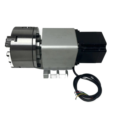 Heavy Duty CNC Rotary Fourth Axis Kit With Workhorse Harmonic Reducer Gearbox And Tough As Nails 130Mm Chuck powered by Nema34 stepper motor.