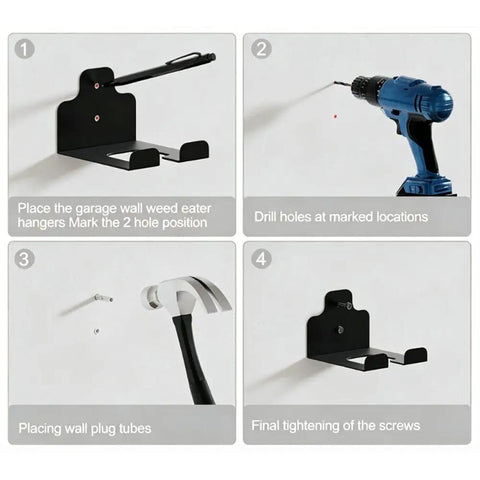 Installation process of Sturdy Iron Tool Organizer With Anti Scratch Cradle for weed eater and leaf blower, step-by-step guide