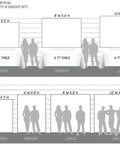 Sizing chart showing blue bear hot air balloon backdrop options in 7x5ft, 8x6ft, and 10x6.5ft sizes with tables and people for scale.