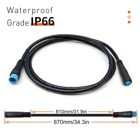 Ebike Extension Cable Waterproof 2Pin 3Pin 4Pin 5Pin 6Pin Double Ended Male To Female Connector For Throttle Brake Display Light Signal Lights DIY Install