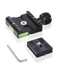 Arca Swiss Quick Release Plate Adapter Set In Lightweight Aluminum with built-in bubble level and dual screw holes, includes Allen key