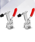 Two toggle clamps from the Eight Piece Iron Toggle Latch Clamp Set With Low Profile Design For Easy Release And Strong Hold Down