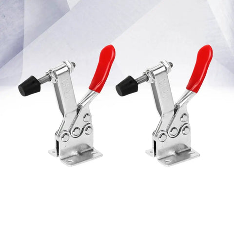 Two toggle clamps from the Eight Piece Iron Toggle Latch Clamp Set With Low Profile Design For Easy Release And Strong Hold Down