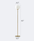 Luna LED Floor Lamp Dope Modern Tall Light For Living Rooms And Home Offices With Frosted Glass Globe Mid Century Style Standing Lamp In Brass Gold Finish Perfect For Reading In The Bedroom And Cozy Vibes, 65 inches tall