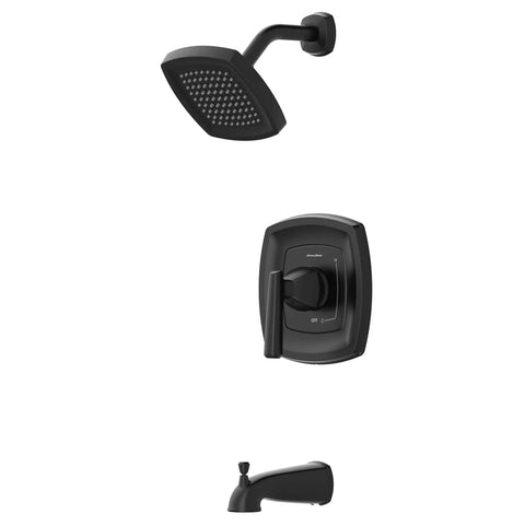 Edgemere Tub Trim Kit With Water Saving Shower Head And Cartridge In Polished Chrome Easy DIY Bath Upgrade. Matte black finish shown.