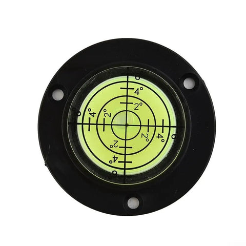 for mini Round for spirit Level for 360 Degree Viewing, black circular level gauge with green measuring bubble.