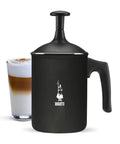 Tutto Crema Milk Frother Black Barista Grade, 1L Capacity, 6 Cups, Double Fine Mesh Insert for Fast, Creamy, Lush Foam, Works on Most Stovetops Not Induction