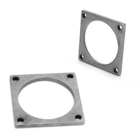 Heavy Duty Stainless Steel Threaded Mounting Plate With Precise M4 Screw Holes Rock Solid 39 X 39mm Robotics Fixing Bracket, two units shown.