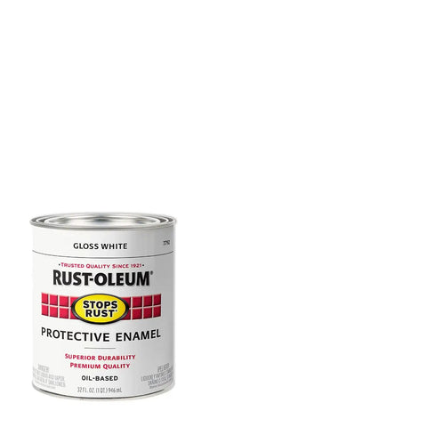 Heavy Duty Brush On Protective Enamel Paint In Gloss White, 32 oz can, oil-based formula for quick rust control.