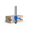 Kick Ass Biscuit Cutter Tool For T Slot Joinery With 6Mm And 6.35mm Shanks, shown cutting a wood panel for cabinet assembly.