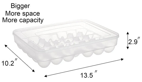 Double Pack Clear Egg Storage Trays For Fridge With 34 Egg Slots Each 68 Egg Capacity Stackable Deviled Egg Tray Organizer Refrigerator Countertop Storage Box Dispenser For Easy Egg Organization Space Saver
