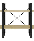 Two-Tier Book Cabinet in Sonoma Oak finish with engineered wood shelves, sturdy metal frame, 31.5 x 11.8 x 27.6 inches.