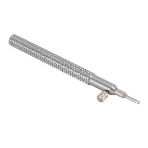 Watch Crown Remover Tool With 6 Replacement Heads, alloy steel extractor, part of durable wristwatch repair kit for pros, angled view