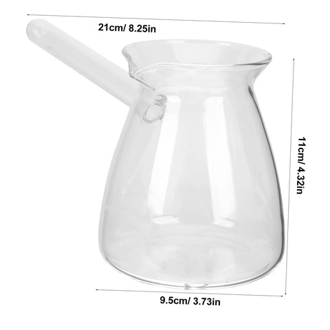 Thickened Glass Turkish Coffee Pot 16 Oz Borosilicate Teapot With Side Handle For Stovetop Brewing Coffee And Heating Milk