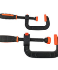 Two Piece Quick Release G Clamps Set For Woodworking With Plastic Jaw Bar Design Easy Trigger Mechanism, durable grips.