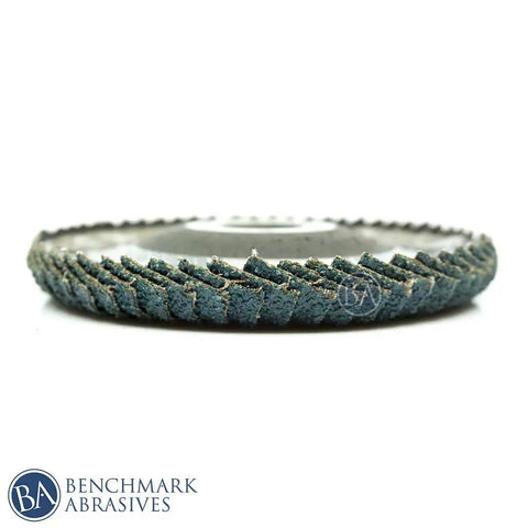 Side view of 4.5 Inch Zirconia Curved Fillet Weld Flap Discs 36 Grit 5 Pack Pro Grade Grinding Wheel for metal finishing