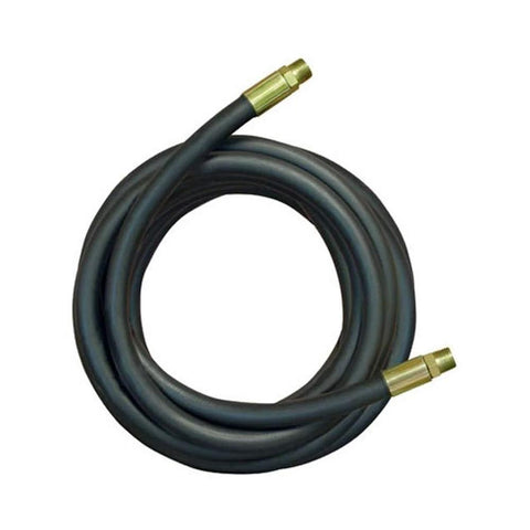 Coiled black hydraulic hose, 1/2 in diameter x 120 in length, brass male-to-male fittings
