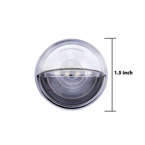 Front view of 4 LED Round License Plate Light With White LEDs One And A Half Inch Diameter Steel Housing Easy Push On Install