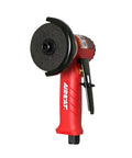 3 Inch In Line Pneumatic Cut Off Tool With 18,000 RPM And 0.6 HP Motor, red ergonomic handle, side-mounted wheel