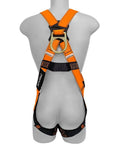 Back view of 100VMB Combat Economy Full Body Harness Universal With Back D Ring 3 Point Adjustable Pass Thru Leg Straps High Visibility.