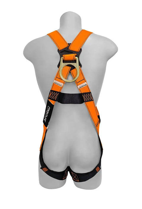 Back view of 100VMB Combat Economy Full Body Harness Universal With Back D Ring 3 Point Adjustable Pass Thru Leg Straps High Visibility.