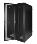 Kick Butt Heavy Duty 43 Rack Unit Network Server Cabinet With Perforated Metal Doors showing dual doors open for access.