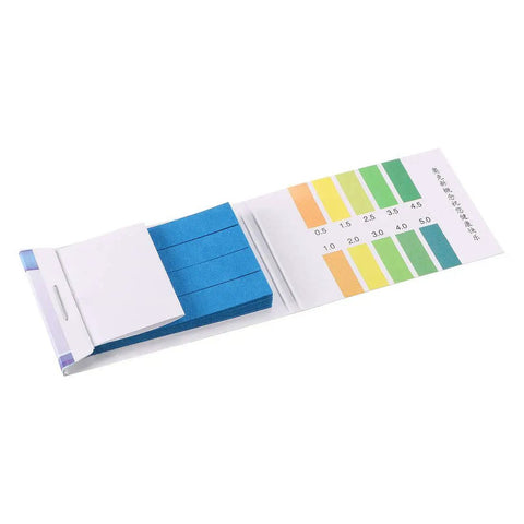 Easy Read pH Test Strips 0.5 To 5.0 Indicator Paper Kit for water testing with color chart and blue strips visible