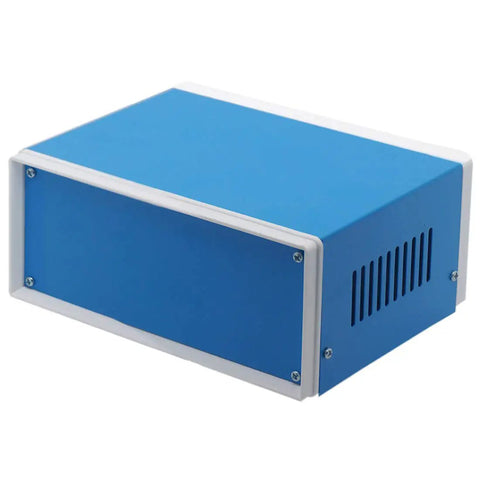 Blue Metal Junction Box Enclosure Built For DIY Electrical Projects With Four Leg Stand A Real Go To Workhorse Project Box For Electrical Panels