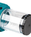 No Nonsense 18V Li Ion Brushless Rivet Gun With Compact Short Body Design For Cramped Workspaces And Knockout Pulling Power Cordless Hand Tool Bare Shell close-up of transparent rivet loading chamber.