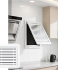 Top Shelf White Aluminum Louvered Ceiling Access Panel With Built In Filter Screen 38 By 40 Inches Heavy Duty Loft Hatch in kitchen.