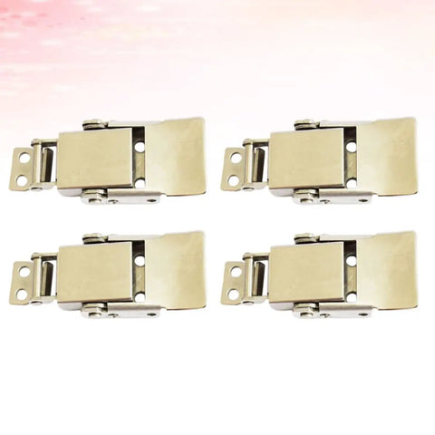 Four Pack Stainless Steel Spring Toggle Latch Hasp Lock Set For Doors And Cabinets With Large Padlock Opening Easy Install Heavy Duty Durable Hardware For Secure Closures Random Color displayed in four rows