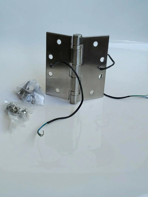 4 Wire Stainless Steel Electrified Hinges 4.5 Inch Square Corner 3.5mm Thick UL Approved for secure access doors and cabinets