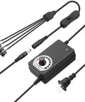 12V PWM Fan Speed Controller And Power Supply For PC Cooling Rig 100 To 240V AC To DC 3 To 12V Adjustable 24W with four-pin splitter