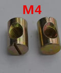 Built Different M4 Barrel Nuts For Furniture Assembly zinc plated steel connectors, heavy duty design for assembly stability.