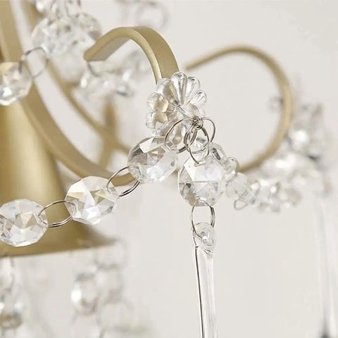 Close-up of Modern Crystal Wall Sconce With E27 Socket For Bedroom And Living Room, showcasing intricate crystal detail.