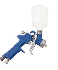 Keenso Pneumatic Paint Spray with Transparent Pot showing blue spray gun design and clear paint cup for precise atomization.