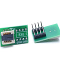 DFN8 WSON8 MLF8 MLP8 QFN8 to DIP8 Socket Adapter for IC Chips shown in green with pin connectors, 8x6mm size