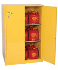 Built Different 90 Gallon Flammable Liquid Safety Cabinet Double Wall Design Two Manual Close Doors Secure Industrial Chemical Storage with gas cans