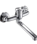 YHdtUO Kitchen Faucet Wall Mounted Single Handle Sink Rotating Hot and Cold Mop Pool Basin with a chrome polished finish.