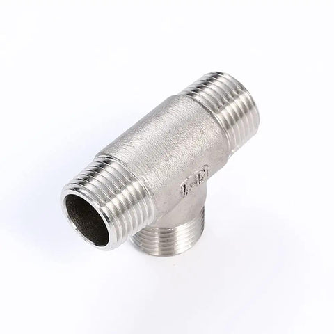 Two Pack 304 Stainless Steel NPT Male Tee Fittings One-Half Inch Three Way Pipe Tee For Oil Air And Gas Lines Tough As Nails Industrial Grade Corrosion Resistant