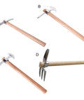 Heavy Duty Garden Pick Axe With Wooden Handle And Stainless Steel Mattock Sharp Pick And Cutting Edge For Breaking Up Dense Clay Soil And Weeds Ergonomic Grip For Comfortable All Day Yard Work, shown at multiple angles