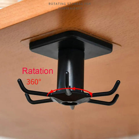 2 Pack Under Cabinet Hooks With 360 Degree Rotation Kitchen Utensil Hangers Nail Free Adhesive Mount No Drill Install Storage For Utensils Towels Knives And Tools In Cabinets RV Kitchen Organizers