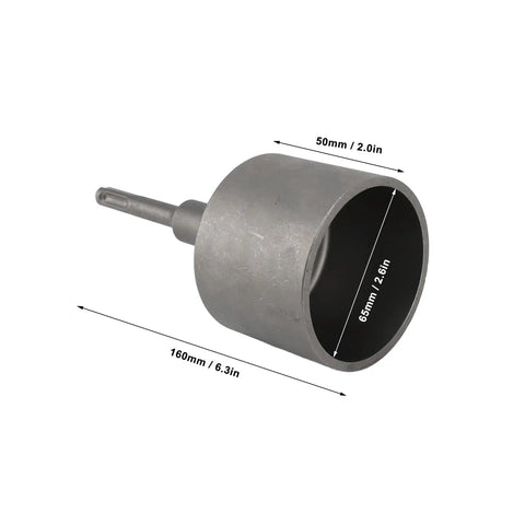 Heavy-Duty Sds Plus Hammer Drill Ground Rod Driver Bit Forged Steel tool, 65mm diameter, for driving posts and stakes.
