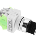20X31 220V 5A Three Position Maintained Selector Self Locking Rotary Switch With Two NO And One NC Contacts Built To Last And Ready For Control Panels And Electronics Projects, white plastic and metal push button switch
