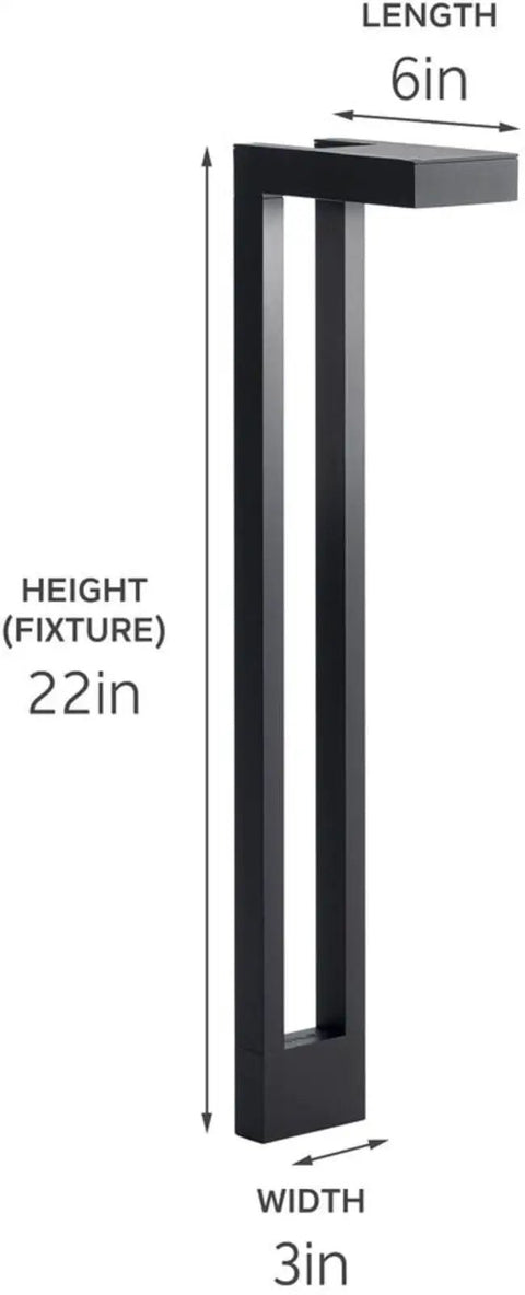 12V Two Arm Path Light In Textured Black With Diffused Lens For Outdoor Walkways And Landscapes, 22in height, 6in length, 3in width