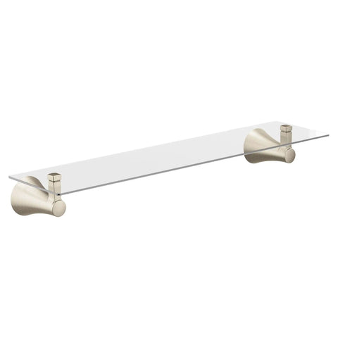 Brushed Nickel Glass Vanity Shelf For Bathrooms, 21 Inch Wide, 5.19 Inch Deep, 3 Inch High, Easy Install Towel And Accessory Organizer
